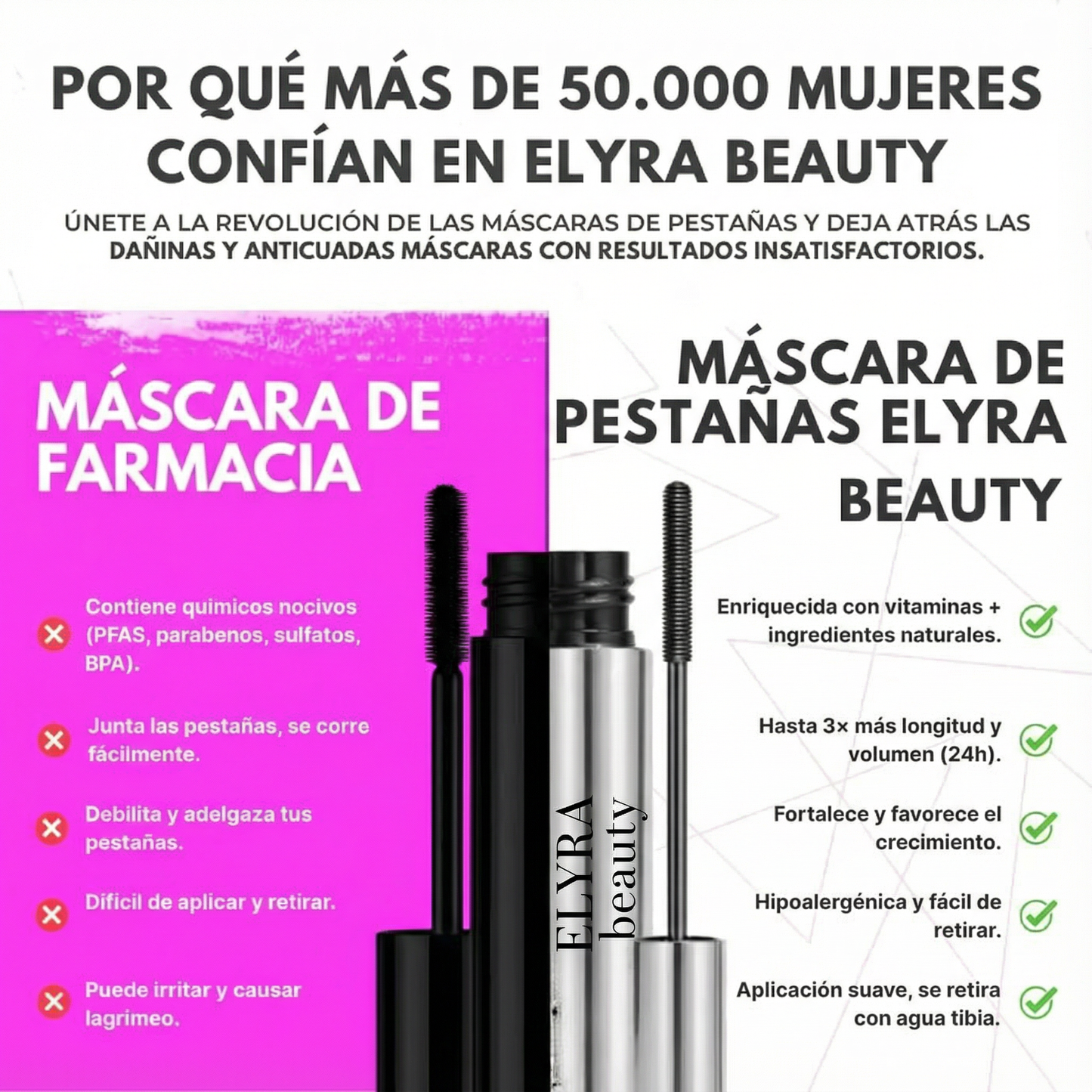 Elyra Beauty | Mascara de pestañas alargadora y nutritiva natural