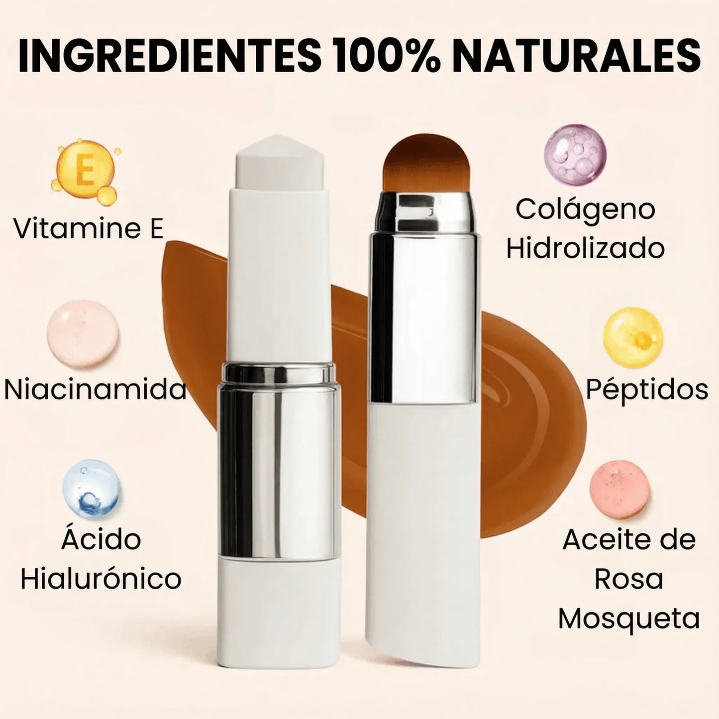 Fondo de maquillaje 2 en 1 con brocha integrada